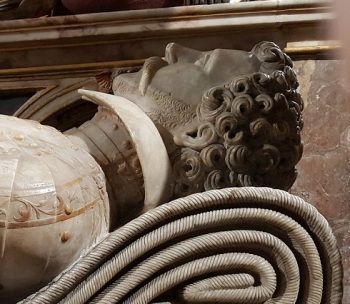 The second Earl's funeral effigy, from his tomb in St Peter's Church, Titchfield.